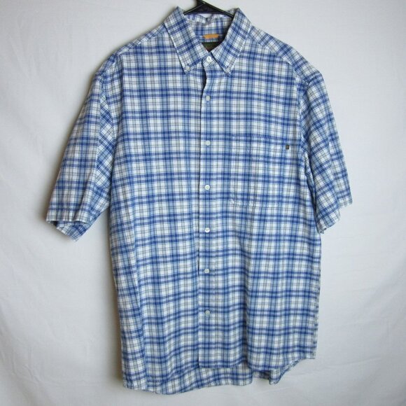 Timberland Shirt Blue Plaid Button Up Cotton Business Casual Men's Large - Picture 1 of 4